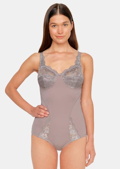 Body zonder beugels, met kant bij de cups - taupe - Gr. 100 B van Goldner Fashion