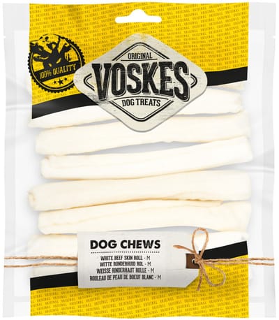 Voskes Hondensnacks Roll White M - 10 x 8 stuks - Voordeelverpakking