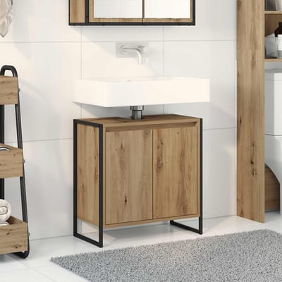 vidaXL - Badkamerkast - Ambachtelijk - Eiken - 60 - x - 30 - x - 60 - cm - Bewerkt - hout