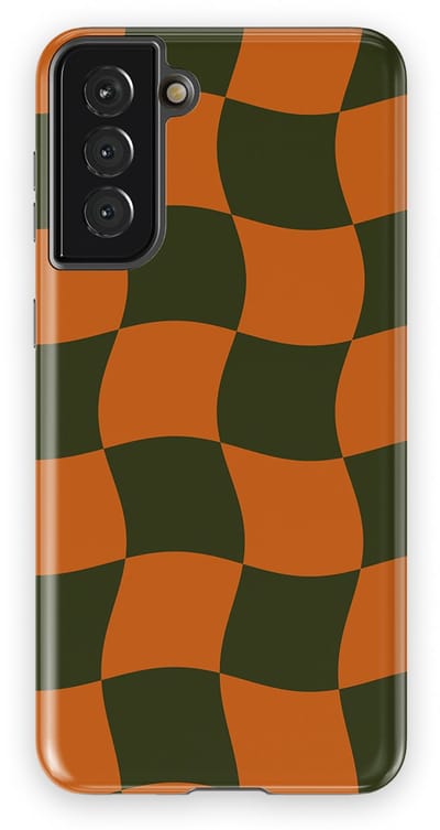 Checkered Warp Hoesje Samsung Galaxy S21 Plus | Geschikt Voor Mag | Uniek Design Hoesje | Beschermhoes Samsung Galaxy S21 Plus Pumpkin Pulse