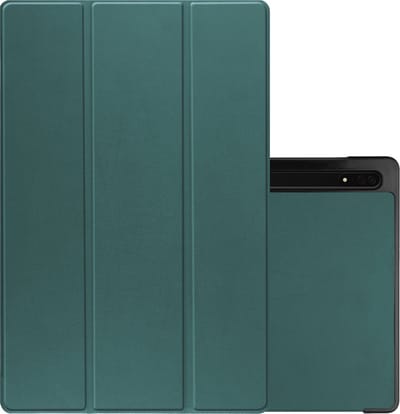 Hoes - Geschikt voor Samsung Galaxy Tab S9 Ultra - Dun & Stevig - Trifold Bookcase - Hard Cover Case - Met Uitsparing Geschikt voor S Pen - Hardcover Book - Tablet Hoesje - Donkergroen