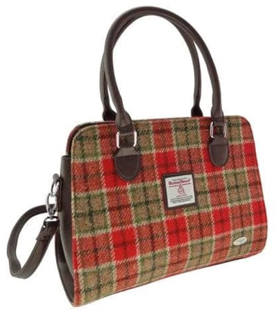 Handtas Findhorn Rood Groen Tartan - Stevig - Draagband - Harris Tweed - Glen Appin of Scotland