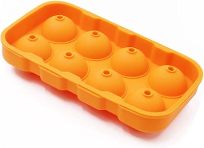Igoods Siliconen IJsballenvorm - 8 ijsballen Ø 4,5cm - Whiskey ijsballen - oranje