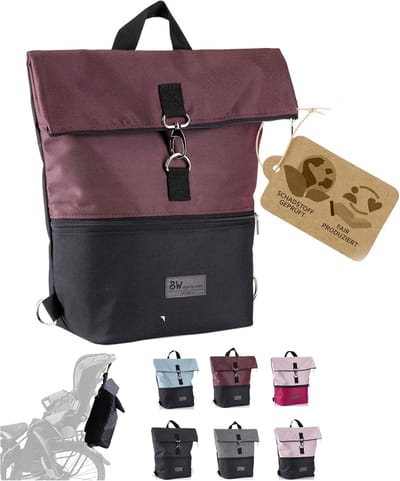 Fietsstoel Rugzak - Kinderzitje Tas - Gezinsuitjes Maken - Slim Bevestigingssysteem - 20 Liter Capaciteit - Zwart Bordeaux