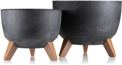 HowHomely Rosa Linea - Bloempot Set - Zwart Beton - Duurzaam - UV Bescherming