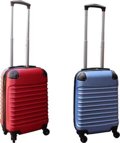Travelerz kofferset 2 delig ABS handbagage koffers - met cijferslot - 27 liter - rood - licht blauw