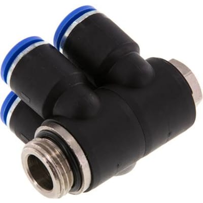 12mm x G1/2'' 4-way Manifold Messing/PA 66 Insteekfitting Buitendraad Draaibaar NBR