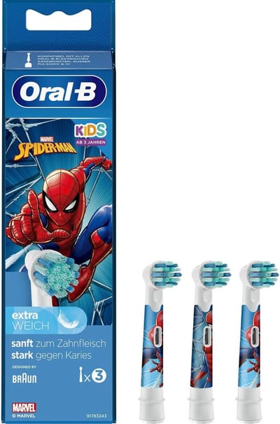 Oral-B - Elektrische tandenborstel opzetstukken voor kids (3 st.) - Spiderman - Zacht & Flexibel
