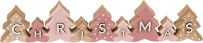 Decoratieve kerst letters van hout roze met witte letters tekst Christmas