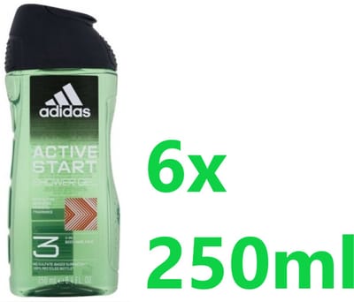 Adidas douchegel - 3in1 - Active Start - 6 x 250ml - Voordeelverpakking