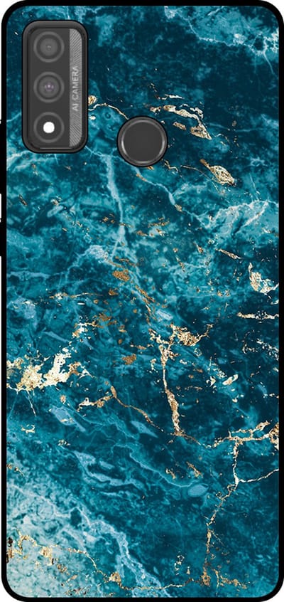 Smartphonica Telefoonhoesje Geschikt voor Huawei P Smart (2020) met marmer opdruk - TPU backcover case blue marble design - Blauw geschikt voor Huawei P Smart (2020)