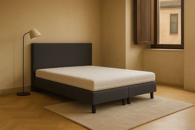 Boxspring Vendita vlak 70x190 cm Luxe Pocketvering Stof antraciet Gratis 2x Hoofdkussens