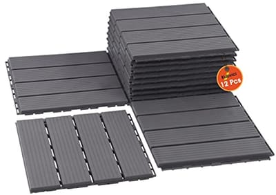 Dektegels voor buiten, 12 stuks 30 x 30 cm, waterdicht en geschikt voor alle weersomstandigheden