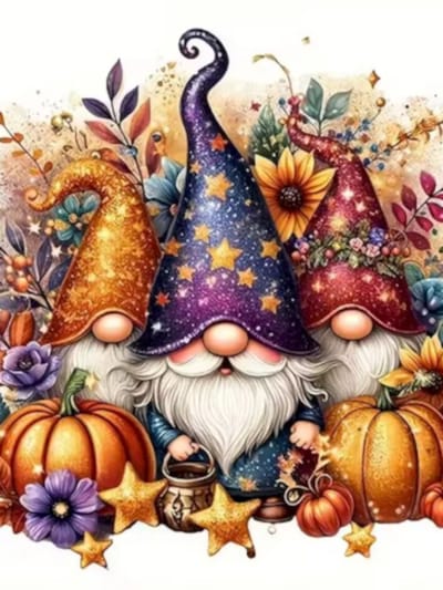 Diamond painting Kabouter halloween herfst 30x40cm vierkante steentjes