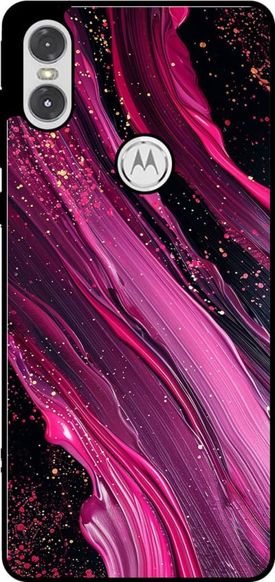 Smartphonica Telefoonhoesje Geschikt voor Motorola One P30 Play met marmer opdruk - TPU backcover case marble design - Paars Roze geschikt voor Motorola One P30 Play