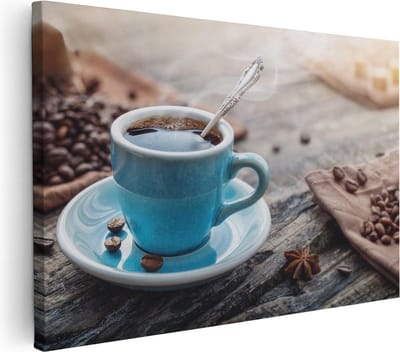 Artaza Canvas Schilderij Stilleven Koffie - 30x20 cm - Klein - Muurdecoratie Keuken - Wanddecoratie Koffie - Kamer Accessoires