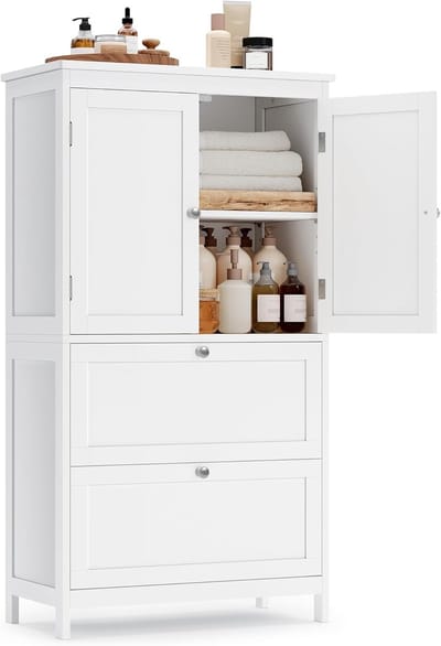 Badkamerkast met 2 Deuren en 2 Laden - Opbergkast voor Badkamer en Keuken - Verstelbare Plank 30x60x110 cm