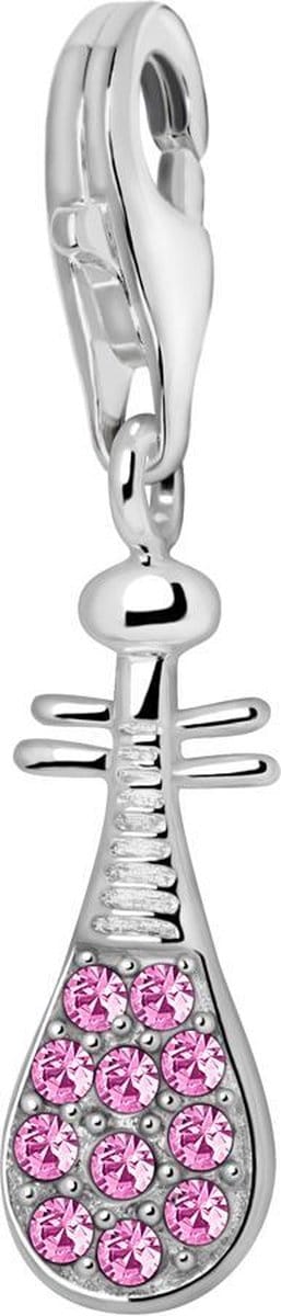 Quiges – 925 - Zilver – Charm - Bedel - Hanger - Chineze Gitaar Pipa - met – sterling - zilver - karabijnslot - geschikt - voor -Bedelarmband HC192