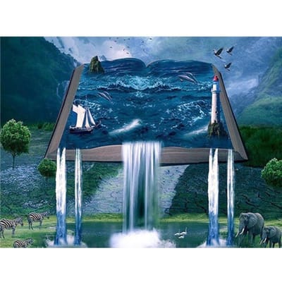 Diamant Borduurwerk Display Landschap Waterval Boek Diamant Schilderij Landschap Foto's van Strass 20X30CM gray