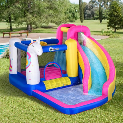 Outsunny-Hüpfburg-Oxford-Gewebe, Polyester-Gewebe-360L x 305B x 210H cm-Mehrfarbig