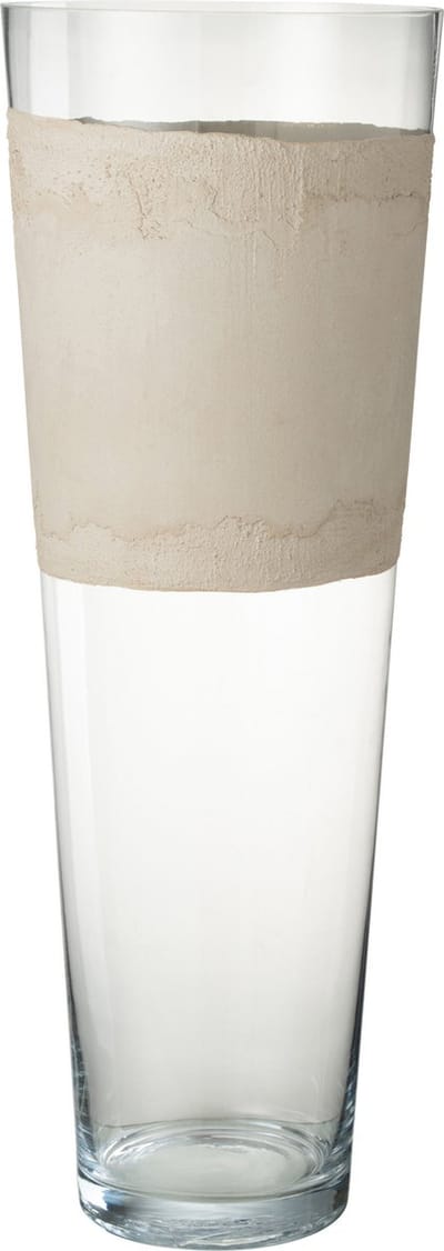 J-Line vaas Delph - glas - transparant/beige - extra large - 70 cm hoog