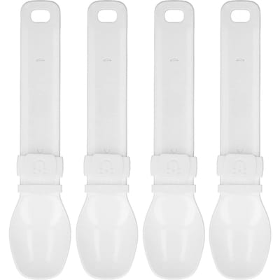 4 Stuks Kattenstrip Knijplepel Verstelbaar Gemakkelijk te Reinigen Kattenstrip Voeder Likbaar Kattenvoer Blik Lepel L(for 6.5-9kg) white