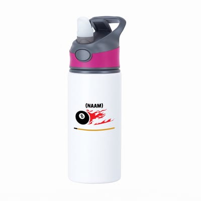 Hacebo® - Biljart met eigen naam waterfles met rietje roze - Biljart - Biljarter - Sport - water fles - 650ML