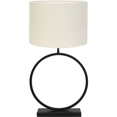 Light & Living Tafellamp Liva/Livigno - Zwart/Eiwit - Ø40x78,5cm - Tafellamp met kap