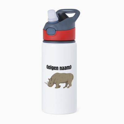 Hacebo® - neushoorn met eigen naam waterfles met rietje rood - Neushoorn - neushoorn liefhebbers - iemand die houdt van neushoorns - verjaardag - cadeau - kado - water fles - 650ML