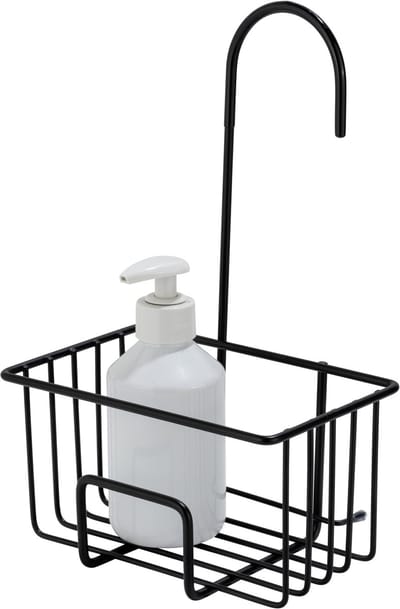 WENKO Doucherek Milito RVS zwart 18x29cm - Zonder boren - Doucherekje hangend - Douchemand - Douchecaddy ophangbaar