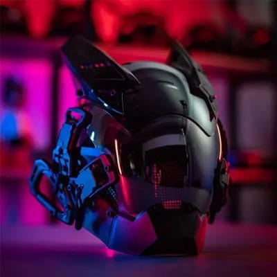 Nieuw Cyberpunk Helm Masker Samurai Robot Tech Shinobi Speciaal Punk Techwear Met Led Licht Masker Kinderen Cosplay Kerst Kinder Speelgoed Cadeaus blue