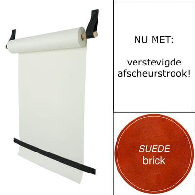 Tekenrol - aan leren lussen | SUEDE BRICK (Papierrol: wit) NU MET: verstevigde afscheurstrook! (wandborden - tekstborden - tekenbord)