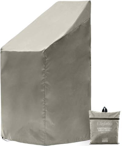 Chefarone Beschermhoes Tuinstoelen voor 4 Stoelen - Opberghoes Tuinmeubels en Stapelstoelen - Weerbestendige Tuinstoel Hoes - Waterdicht - UV-bescherming - Grijs