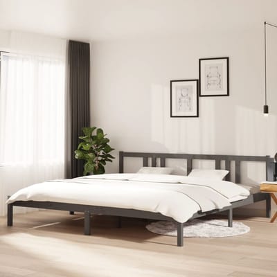 vidaXL - Bedframe - massief - hout - grijs - 200x200 - cm