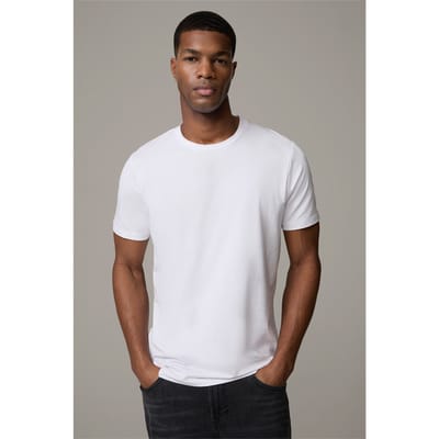Katoenen stretch-T-shirt, 2-pack, wit