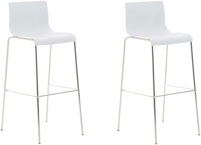 CLP Hover Set van 2 barkrukken - Kunststof wit chroom