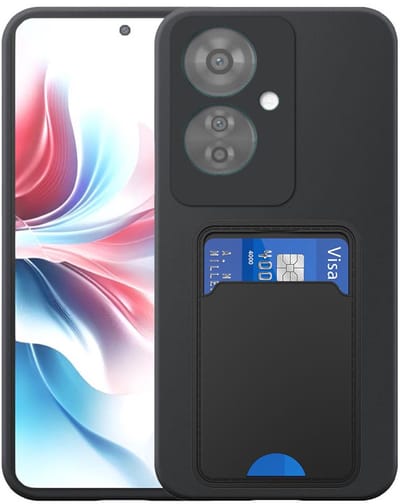 Geschikt voor Oppo Reno 11F Telefoonhoesje met TPU Pasjeshouder - Flexible Back Cover Case Siliconen TPU with Cardslot - Zwart - Smartphonica geschikt voor Oppo Reno 11 Pro
