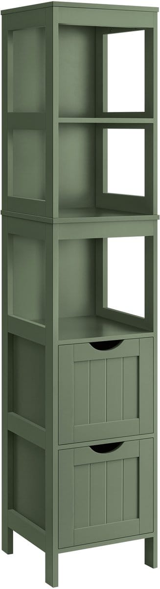 VASAGLE - Badkamerkast - 2 Lades en Open Vakken - Voor Badkamer Woonkamer Keuken