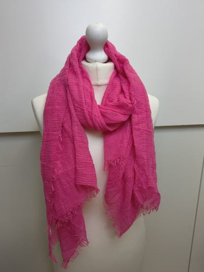 Lange gekreukelde dames sjaal Zoe-effen fuchsia