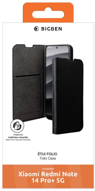 Bigben Connected, Hoesje geschikt voor Xiaomi Redmi Note 14 Pro Plus - Wallet met Standaard, Zwart
