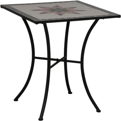 Tuinmeubel Tafel - Balkontafel Mozaiek - Buiten Zitten - Keramisch Tafelblad - 64x64x71 cm - Zwart