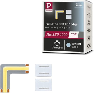 Paulmann 71130 MaxLED 1000 LED-strip Full-Line COB Edge 0,6W 2133lm/m 800LEDs/m Dimbaar 0m Zilverkleurig Kunststof 6500K Uitschuifbare LED-strip