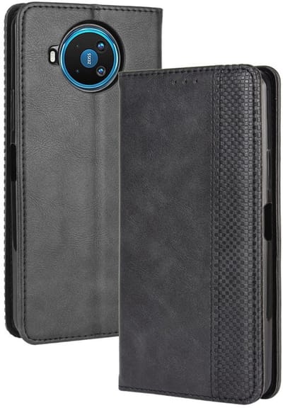 Coverup Hoesje - Geschikt voor Nokia 8.3 Hoesje - Coverup Vintage Style Book Case - Zwart