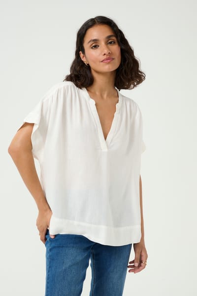 Kaffe KAmilia Wing SL Blouse Dames Blouse - Chalk