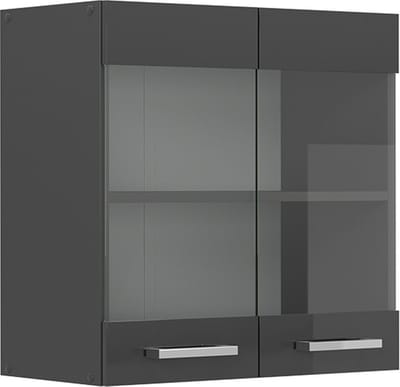 Vicco R-Line Glazen keukenkast – 60 cm Antraciet Hoogglans