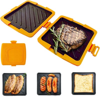 Sandwichmaker - Keukengadget - Snelle Maaltijden - Magnetron Verwarming - 17cm Breed - Oranje