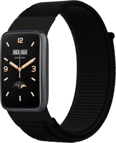 Nylon Smartwatch bandje - Geschikt voor Xiaomi Smart Band 7 Pro nylon bandje - zwart - Strap-it Horlogeband / Polsband / Armband