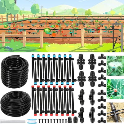 Druppelirrigatieset voor Tuin en Gazon - 177FT Micro-Irrigatiesysteem met Verstelbare Spuitmond