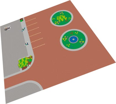 BrickDoo's BrickMaps 32333001 Town Square - Wegplaat speelmat geschikt voor LEGO City - Formaat gelijk 3x3 bouwplaat