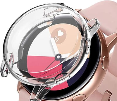 Hoesje + Screenprotector geschikt voor Samsung Galaxy Watch Active 2 40mm - Siliconen TPU Case Transparant - Volledige 360 Graden Bescherming